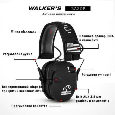 Наушники активные Walker`s Razor Black