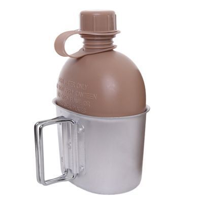 Фляга пластиковая US 1L с котелком Olive