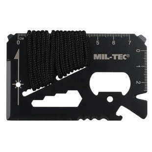 Набор выживания с паракордом Линейка офицерская SURVIVAL TOOL CARD PARACORD Черный